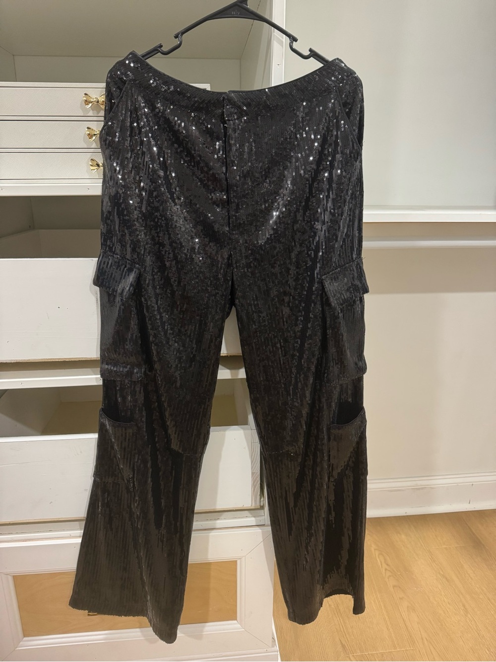 Endless Rose Black Sequin Cargo Trousers